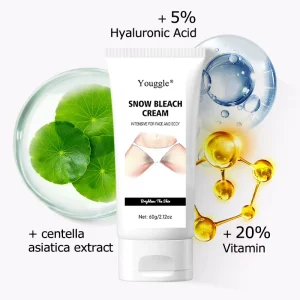 Snow Bleach Cream for Face and Body Powerful Effective Whitening Underarm Brightening Intimate Areas