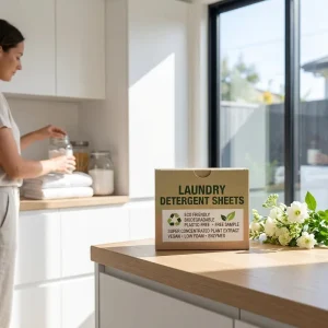 Solid Plant Extract Vegan Laundry Detergent Sheets Eco Friendly Disposable Biodegradable Plastic free Super Concentrated Low