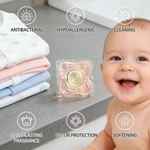 Square Environmentally Friendly 3 in 1 Laundry Capsule Infant Antibacterial Hypoallergenic Laundry Gel Beads Lasting Flavor
