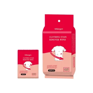Travel Paper Garment Stain Removing Wipes No Rinse Oil and Grime Removing Portable Down Coat Cleaning Wipes 20