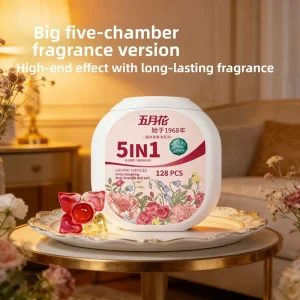128 Pieces Large Container Laundry Beads 5 in 1 Long Lasting Fragrance Stain Removal Softening Apparel Gift Box Set Official