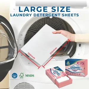 160 Loads Premium Quality 21*15cm Large Size Non toxic Fresh Scent Laundry Detergent Sheets