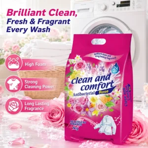 1Kg 2Kg High Grade Laundry Powder Detergent Soap Rich Foam Rose Long Lasting Scent Powerful Cleaning in Cold Water