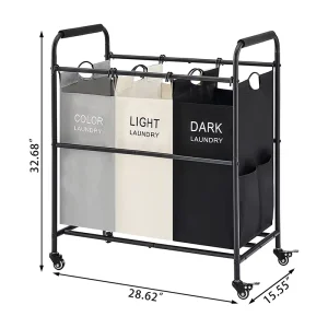2 in 1 Heavy Duty Canvas Delicate Black Dry Cleaning Clothes Dirty Clothing Storage Laundry Bags Set With Wheels
