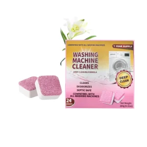 24pcs Solid Shape Effervescent Pink Limescale Remover Washing Machine Cleaner Drum Cleaner