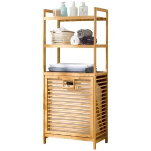 3 Section Bamboo Laundry Basket Customizable Laundry Basket for Bathroom
