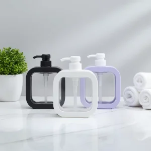 300ml Black Square PET+PP Cosmetic Plastic Bottle Screen Printing Lotion Pump for Empty Shampoo Shower Gel Bottles