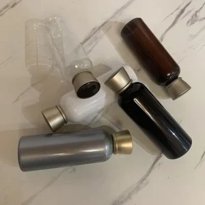 300ml Custom 10oz PET Plastic Transparent White Black Brown Cream Bottle Luxury Cosmetic Bottle with Gold Screw Cap