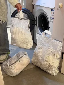 3D Mesh Laundry Bags with Hanging Handles (S/M/L/XL) Durable Zippered Wash Bags for Delicates, Shoes and Bulk Clothes