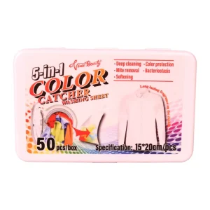 50pcs 80gsm 5 in 1 Color Catcher Fabric Softener Sheets Fragrant Disposable Laundry Detergent for Clothes Washing