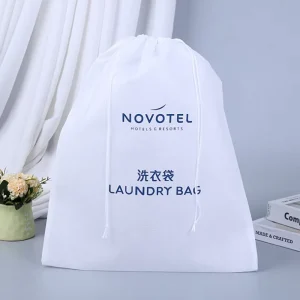 70G Non Woven Hotel Washing OEM LOGO Print Drawstring Laundry Bag