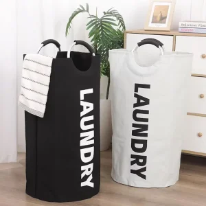 90L Large Laundry Basket Freestanding Waterproof Collapsible Folding Tall Clothes Hamper for Dorm Home