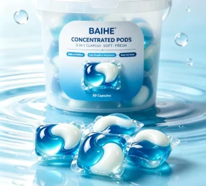 Baihe Eco-Friendly Disposable Liquid Detergent Pods Lemon Fragrance 30%-50% Active Ingredients High Foam 10g Powerful Clean