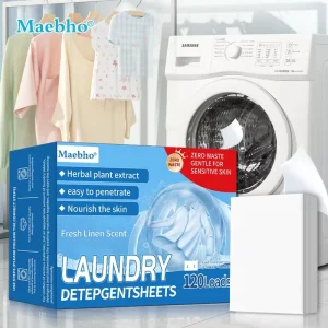 Biodegradable Disposable Solid Laundry Detergent Sheets Fresh Linen Scent 120 Loads Eco Friendly Packaging