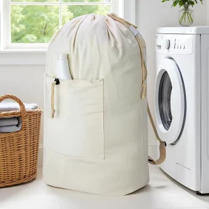 Camping Carry Washable Dirty Cloth Hamper Laundry Bag Double-shoulder Laundry Backpack with Soft Padded Straps and Drawstring