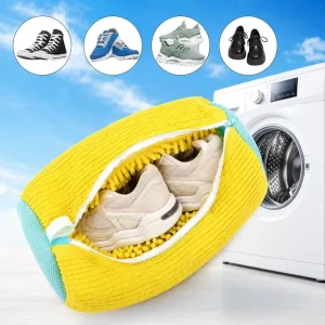 Chenille Shoe Washing Machine Bag Reusable Sneaker Laundry Bag with Zipper for Running Shoes