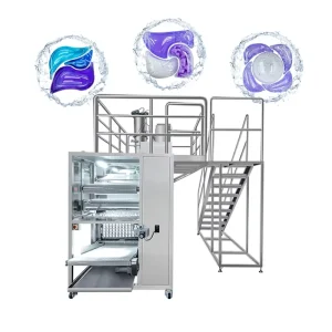China Factory Fully Automatic Laundry Detergent Pods Liquid Granule Powder Filling Sealing Wrapping Machine Hot Sealing Water