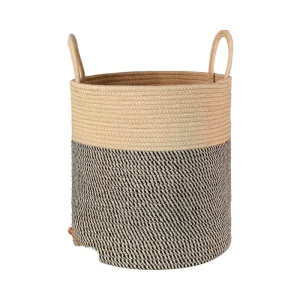 Classic Woven Eco Friendly Laundry Hamper Black Fabric Storage Basket Handles Multifunction for Household Toys Clothes