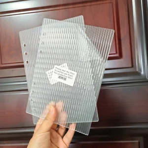Clear Acrylic Board A5 A6 Size Printed Vertical Striped Sheets Binder Cover Sized and Punched for 6 Ring Loose Leaf Notebooks