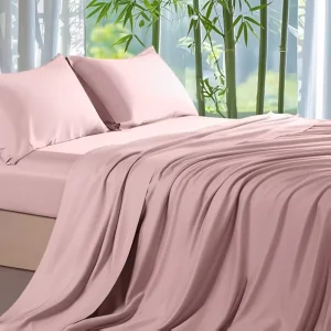 Cloudland 100% organic bamboo Deep Pocket Design Elastic Corners OEKO-TEX Certified Hypoallergenic Fiber 300TC 4-Piece Sheet Set