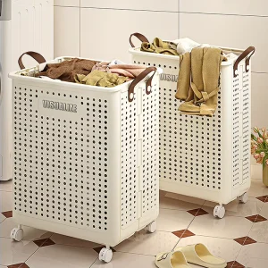 Compact Foldable Laundry Hamper With Wheels Portable and Versatile Storage Basket for Dirty Clothes and Sundries