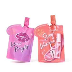 Custom Design Lip Gloss Packaging Spout Pouch Reusable Mini Special Shaped Plastic Packaging Bag