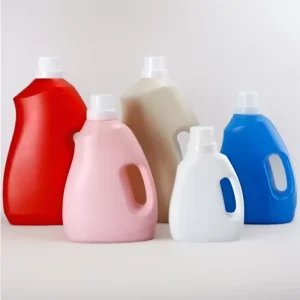 Custom Large Capacity HDPE Plastic Laundry Liquid Bottle With Handle White Pink