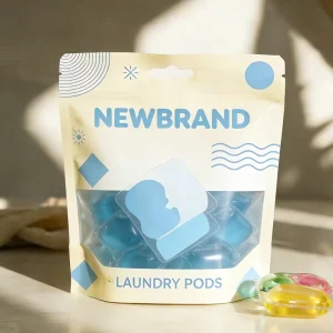 Custom Laundry Pod Packaging Bags Resealable Zipper Stand Up Pouches Laundry Detergent Packaging Bags With Window