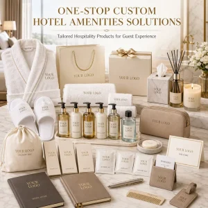 Custom Logo Hotel Amenities Gift Sets Bathrobe Slippers Towels Toiletry Kit Laundry Bag Welcome Card Hospitality Supplies