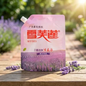 Custom Logo Lavender Scent Durable Laundry Detergent Spout Bag Leakproof Stand up Pouch with Custom Color
