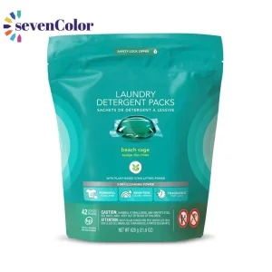 Custom Logo Printing Security Laminated Plastic Film Stand up Zipper Pouch Packaging Bags for Laundry Detergent Pods