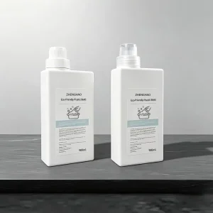 Custom Luxury Modern 900ml Empty Plastic HDPE White Rectangle Softener Liquid Laundry Detergent Bottle