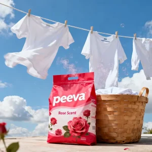 Custom Printed Eco Friendly Concentrated Stain Remover Rose Fragrance Softening Detergent Powder for Apparel Laundry Cleaning