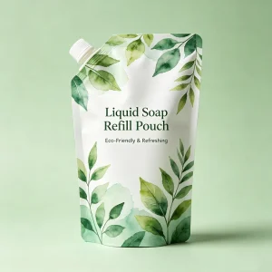 Custom Printed PE Side Spout Stand Waterproof Refill Pouches 100ml Multi Layer for Packaging Bulk Liquid Soap Laundry