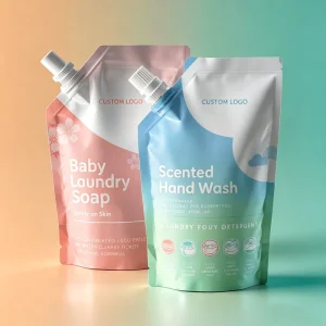 Custom Recycle Laundry Liquid Packaging Spout Bag Washing Refill Bags Detergent Spout Pouch