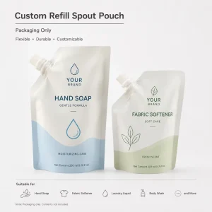 Custom Refill Packaging Recyclable Flexo Printed Hand Soap Fabric Softener Laundry Liquid Body Wash Plastic Spout Pouch