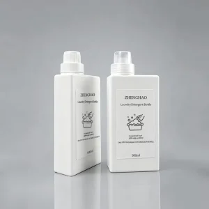 Custom Refillable Square 900ml HDPE White Plastic Laundry Detergent Liquid Soap Bottle Packaging with Screw Cap