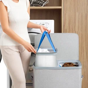 Custom Storage Portable Hamper Laundry 100L Storage Collapsible Dirty Clothes Organizer Stand Separation Laundry Hamper With Lid