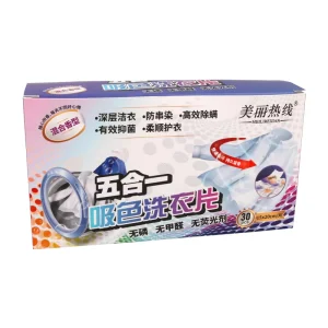 Customizable 5-in-1 Laundry Color Catcher Sheet Single Piece Independent Pack for Clothes Washing Softener