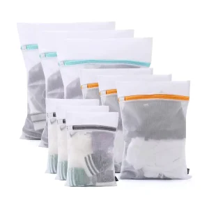 Customized Logo Mesh Polyester Laundry Bag With Zipper For Dirty Clothes Washing