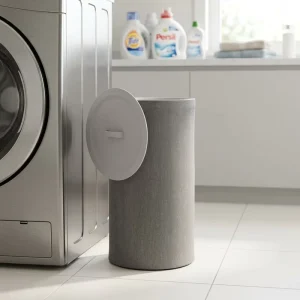 Cylindrical Large Capacity Laundry Basket with Removable Washable Inner Bag Cationic Outer Bag Polycotton Liner