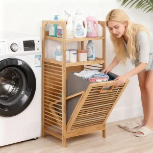 Dirty Laundry Storage Basket Bathroom Bamboo Cloth Laundry Basket Foldable Laundry Hamper Household Clothes Storage Basket