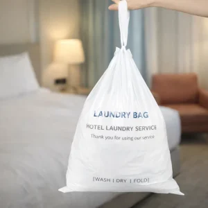 Disposable PE Drawstring Laundry Bag for Hotel Hospital Dirty Clothes Storage Travel