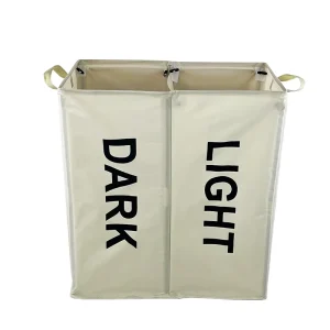 Double Collapsible Laundry Hamper with Lid Removable Bags 2 Compartments Oxford & Polyester Material Waterproof Large Capacity