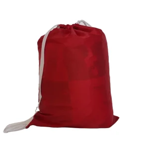 Durable Reusable Heavy Duty Red Polyester Drawstring Laundry Bag