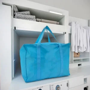 Easy Carry 420D Strong Polyester Clear Pockets Handle Storage Zipper Closure Tote for Laundry Clear PVC Pocket Bag