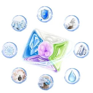 Eco Friendly 4 in 1 Jieshi Laundry Detergent Pods Disposable Solid Fresh Scent Decontamination Apparel ODM Stocked Inventory