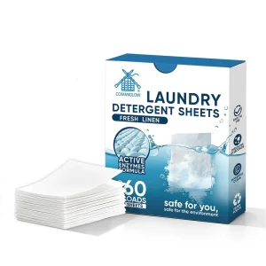 Eco Friendly Fresh Linen Scent Laundry Detergent Strips Plastic Free Hypoallergenic Laundry Sheets for Washing Clothes