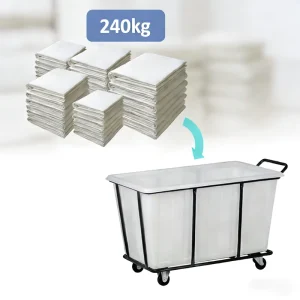 Eco-Friendly Hotel Trolley Laundry Linen Trolley Washing Cage Plastic FRP Material 240KG/400L Capacity Blue/White Color