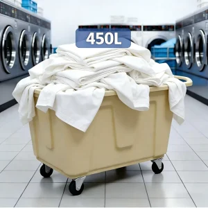 Eco Friendly Plastic Storage Trolley 450L 270KG Capacity Matte Surface for Hotel Laundry Hospital School Sports Equipment